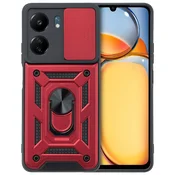 GS Oklepni ovitek za Xiaomi Redmi 13C/Poco C65, CamShield Slide, rdeč