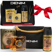 sarcia.eu DENIM Gold Moški DARILNI SET 3v1 moške kozmetike ZA DARILO - voda po britju, deodorant + KOZMETIČNA TORBICA