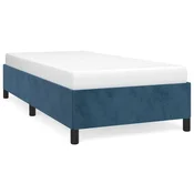 Vidaxl Posteljni okvir brez vzmetnice temno moder 100x200 cm žamet