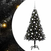 Božicno drvce s 150 LED svjetlima s stalakom Crna 120 cm PVC