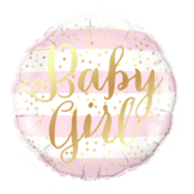 Folijski balon Baby Girl z zlatim napisom, 45 cm
