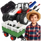 [paczb][5] Daljinsko voden kmetijski traktor na daljinsko upravljanje s prikolico in kravo, slika 1:24 Z1022
