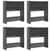 Vidaxl Stenske omare za čevlje 4 kosi visok sijaj sive 60x18x60 cm