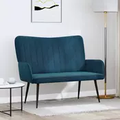 vidaXL Dvosečna zofa Modra 115 x 61 x 87 cm Žamet
