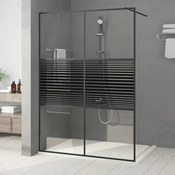 vidaXL Pregrada za tuš črna 140x195 cm prozorno ESG steklo