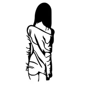 Wallity Zidna dekoracija Woman With Loose Dress, 120x29cm, Crna