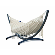 Potenza Viseča mreža MEDELLIN DOUBLE 230x160 cm boho s čopki + aluminijast okvir PRIME, barva smetane