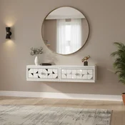 Hanah Home komoda Moka 120, 120 cm, bela / srebrna