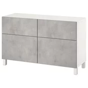 BESTA Komb.odlaganje s vratima/fiokama, bela Kallviken/Stubbarp/svetlosiva imitacija betona, 120x42x74 cm