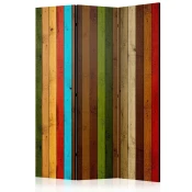 artgeist Paravan Wooden Rainbow, 3-Delni, Akustičen