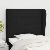 Vidaxl Vzglavje z ušesi črno 93x23x118/128 cm blago