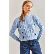 Bianco Lucci Womens Hair Braided Patterned Knitwear Sweater