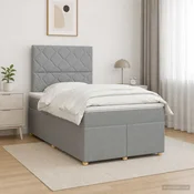 vidaXL Postelja boxspring z vzmetnico Svetlo siva 120 x 190 cm Blago