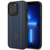 US Polo US Polo Assn Leather Stitch - Ohišje za iPhone 14 Pro Max (mornarsko modro)