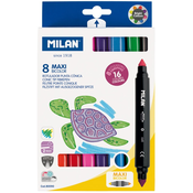 Set dvostranih flomastera Milan - Maxi Bicolour, 16 boja