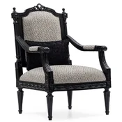 Casa Padrino luxury baroque living room armchair silver/black - Handmade baroque style armchair with decorative pillow - Luxury living room furniture in baroque style - Noble & Magnificent