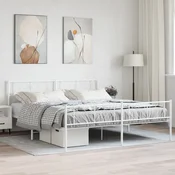 Greatstore Kovinski posteljni okvir z vzglavjem in vznožjem bel 183x213 cm