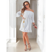 Resti Womens mini dress off-the-shoulder with long sleeves and rhinestones