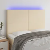 Vidaxl vidaXL Vzglavje postelje z LED zaslonom, kremno, 144x5x118/128 cm, blago