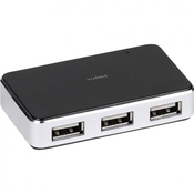Vivanco 4 vhodni, USB 2.0-razdelilnik Vivanco IT-USBrazdelilnik4PWR črne barve/sive barve