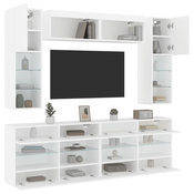 6-dijelni set zidnih TV ormarica s LED svjetlima bijeli