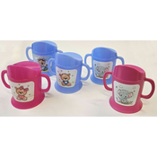 Plastična skodelica za dojenčke 150ml SLONE modra/rožnata