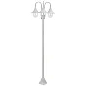 Vidaxl Vrtna ulična svetilka E27 220 cm aluminij 3 žarnice bela