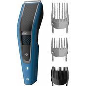 Philips Philips 5000 serija HC5612/15: Črni in modri trimer za lase, samodejno ostrenje, 28 dolžinskih nastavitev, brezžičen, IPX7 vodoodporen.