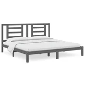 Vidaxl Posteljni okvir siv iz trdne borovine 200x200 cm