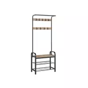Songmics Obešalnik s klopjo 337x72x183 cm rjav