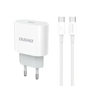 DUDAO A14EUC PD 20W USB-C mali zidni punjac + USB-C kabel - bijeli