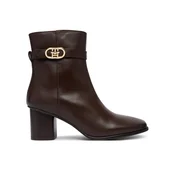 Škornji Tommy Hilfiger Th Strap Leather Block Heel Boot FW0FW09488 Rjava