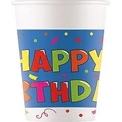 Procos Kakovostni kozarci, ki ga je mogoče kompostirati - Happy Birthday 8kos