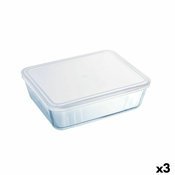 Pravokutna Kutija za Rucak s Poklopcem Pyrex Cook&freeze 28 x 23 x 10 cm 4,2 L Providan Staklo Silikon (3 kom.)