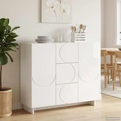 Vidaxl Strani šal Bela visok sijaj 85,5 x 31 x 75 cm Inženirski les