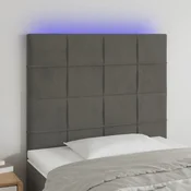 Vidaxl vidaXL Vzglavje postelje z LED diodo temno sivo 100x5x118/128 cm žametno