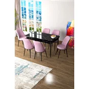 Hanah Home Set Trpezarijski sto i 6 stolica Zen, Roze-crni