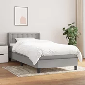 Greatstore Box spring postelja z vzmetnico svetlo siv 100x200 cm blago