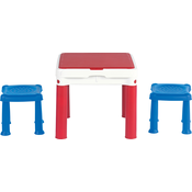KETER Constructable Deciji sto sa dve stolice, Crveno-plavi