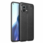 Elegantna gel maska Elite Guard s teksturom kože i zaštitom rubova za Xiaomi Mi 11 - obsidian black