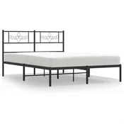 Vidaxl Kovinski posteljni okvir z vzglavjem črn 140x200 cm