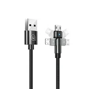 USAMS pleten vrtljiv kabel U60 2A microUSB črne barve/črne barve 1 m SJ478USB01 (US-SJ478)