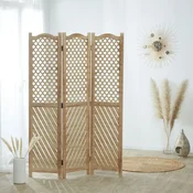Homestyle4U Pregrada za prostor, 3-delna lesena pregrada, 170x120x2 cm, rjava