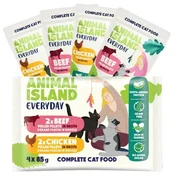 ANIMAL ISLAND Everyday piščanec in govedina v omaki, mokra hrana za mačke (4 x 85g)