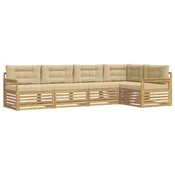 Set vanjskih sofa 6 kom. Bijela i bež Poliester