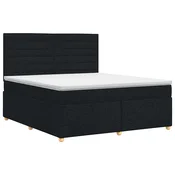 vidaXL Postelja boxspring z vzmetnico Črna 140 x 200 cm Blago