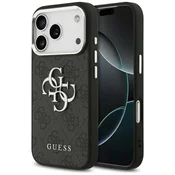 Guess GUESS ovitek za IPHONE 17 Pro GUHCP17LP4G4SMCK (4G PU usnjeni ovitek z velikim 4G in klasičnim logotipom ter srebrnim kovinskim okvirjem kamere) črn