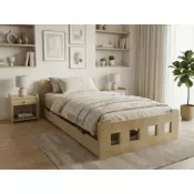 Ljubki dom Postelja Naomi povišana 80 x 200 cm bor Posteljno dno: Letveno posteljno dno, Vzmetnica: Vzmetnica Somnia 17 cm