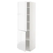 METOD Visoki element s policama/2 vrata, bela/Voxtorp v. sjaj bela, 60x60x200 cm