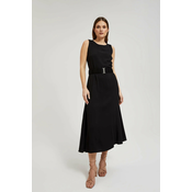 Womens midi dress with belt MOODO - black